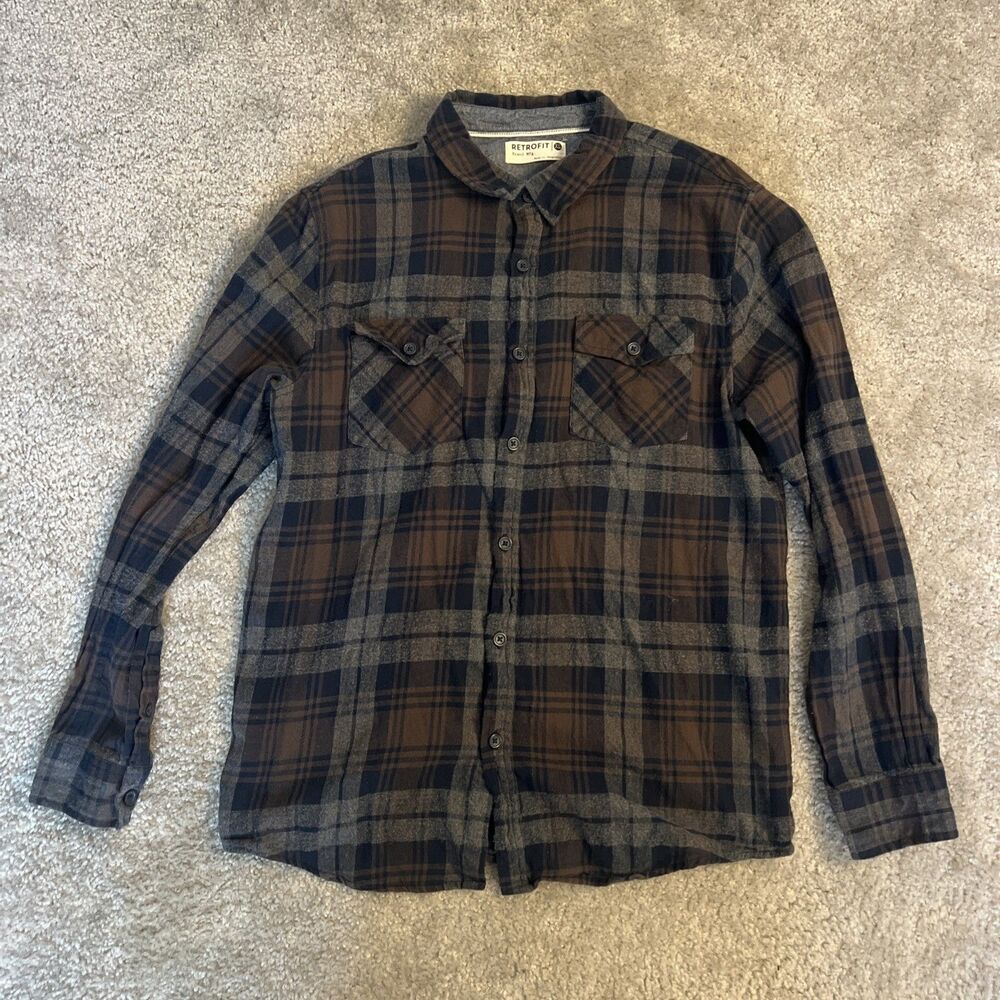 Retrofit Brand Mfg. Flannel Button-Up Shirt Men's XL Long Sleeve Plaid Workwear